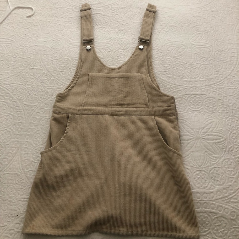 Beige Corduroy Overall Dress